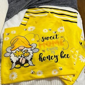 Soft set of 4 Yellow and black Bee and gnome themed Pillow Cover zip-up